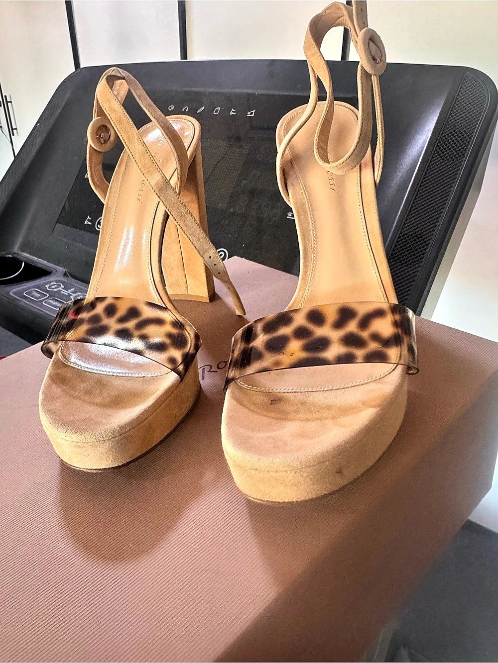 Giuseppe Zanotti Animal Print Platform Heels in Brown
